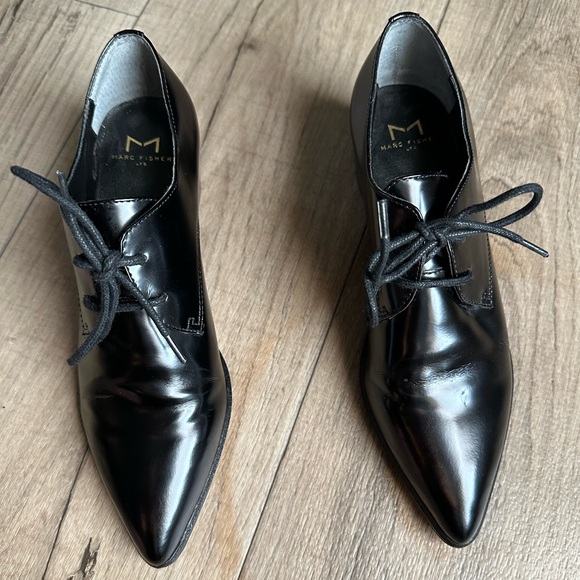 Marc Fisher Shoes - Marc Fisher Black Leather Lace-Up Shoes